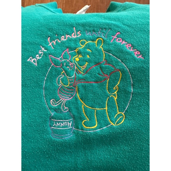 Vintage Pooh Piglet Best Friends Forever Teal Sweatshirt 18W 20W Oversized - Picture 4 of 5